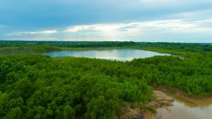 Fototapeta na wymiar Brazos River Aerial Texas River Forest