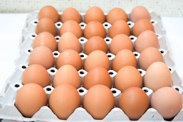 eggs carton with selective focus