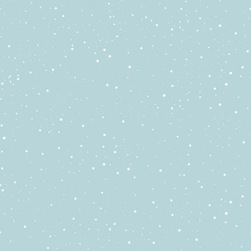 Abstract hipster Christmas fashion design print seamless pattern - starry / snowy day, white dots on blue background.