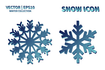 Snowflake vector icon set. Christmas and winter snow flake element collection. Isolated flat new year holiday decoration illustration template. Cold weather object design silhouette symbol