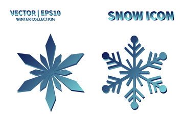 Obraz premium Snowflake vector icon set. Christmas and winter snow flake element collection. Isolated flat new year holiday decoration illustration template. Cold weather object design silhouette symbol