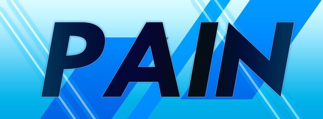 Pain - clear black text typography isolated on blue background