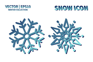 Snowflake vector icon set. Christmas and winter snow flake element collection. Isolated flat new year holiday decoration illustration template. Cold weather object design silhouette symbol