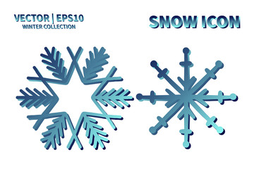 Snowflake vector icon set. Christmas and winter snow flake element collection. Isolated flat new year holiday decoration illustration template. Cold weather object design silhouette symbol