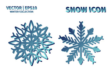 Snowflake vector icon set. Christmas and winter snow flake element collection. Isolated flat new year holiday decoration illustration template. Cold weather object design silhouette symbol