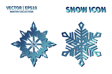 Snowflake vector icon set. Christmas and winter snow flake element collection. Isolated flat new year holiday decoration illustration template. Cold weather object design silhouette symbol