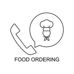 Food ordering icon. Outline thin line illustration. Flat and isolated on white background. 