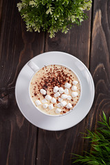 cappuccino with marshmallow and chocolate