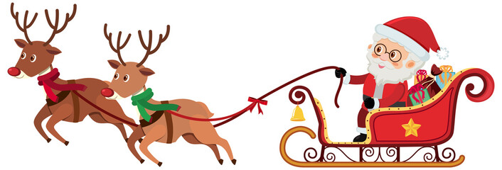 Santa Claus riding on red sleigh