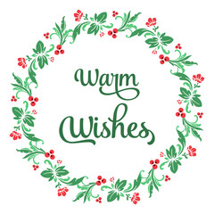 Fototapeta na wymiar Design for card of warm wishes, with elegant green leafy flower frame. Vector