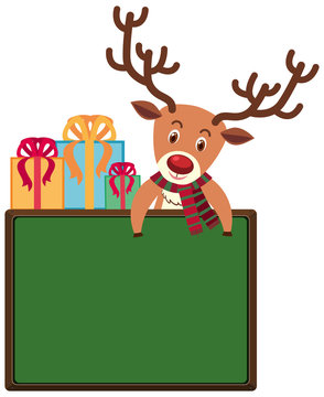 Board template with reindeer and presents