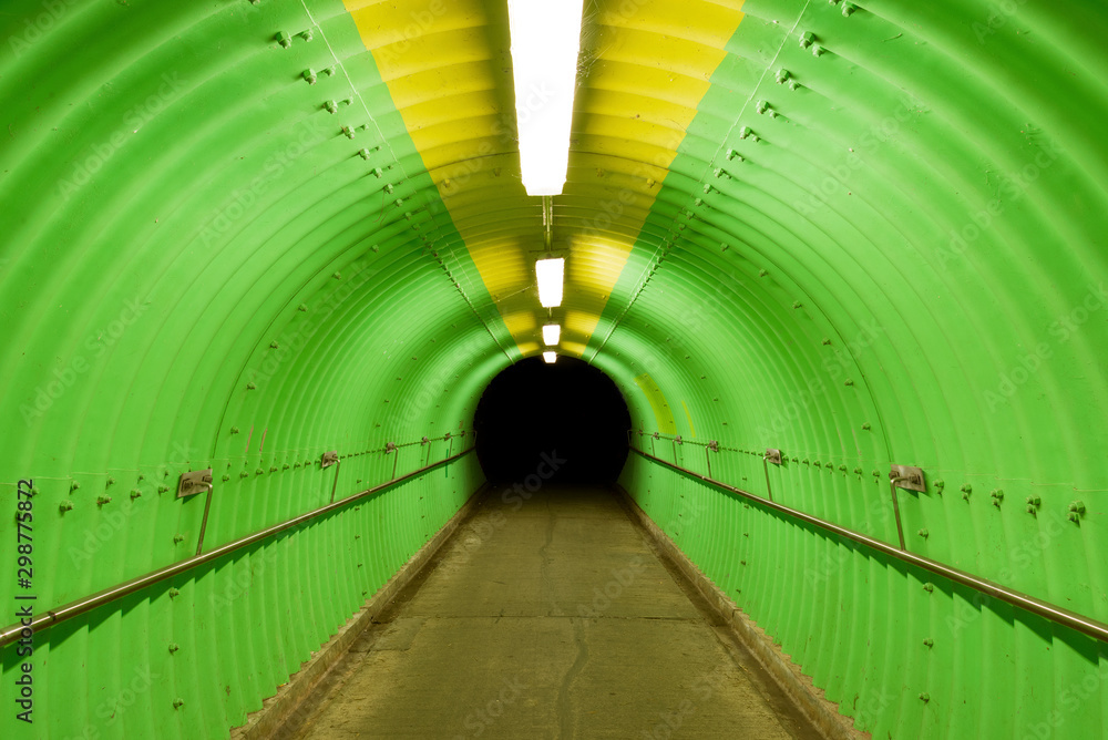 Aufkleber modern green color tunnel. building abstract background