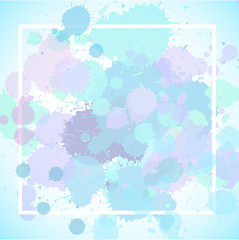 Frame template design with blue and pink splash