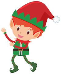 Single character of christmas elf on white background