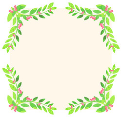 Frame design with flowers and leaves