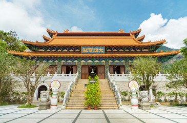 Naklejka premium Buddhist temple - Po Lin Monastery on Lantau Island, Hong Kong