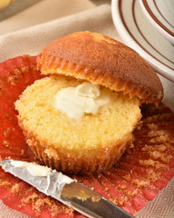 Gourmet cornbread muffin with butter