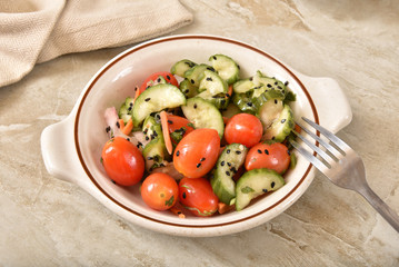 Fresh cucumber tomato salad