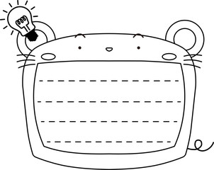Cute mouse noteboard outline