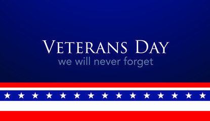 Veterans Day celebration illustration. US flag on HD background banner. Remember and honor. Vector illustration