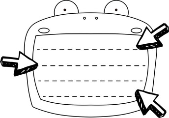Cute frog noteboard outline outline