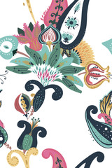 Seamless floral background paisley for textiles, wallpaper