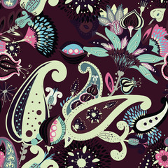 Seamless floral background paisley for textiles, wallpaper