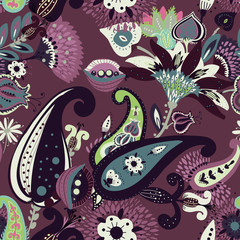 Seamless floral background paisley for textiles, wallpaper