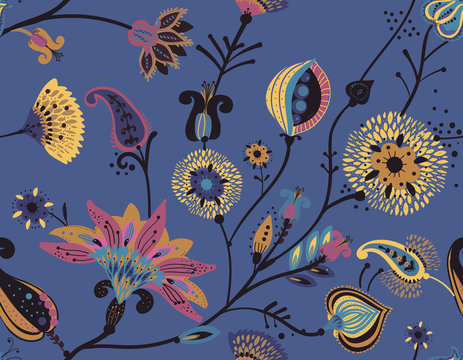 Seamless floral background paisley for textiles, wallpaper
