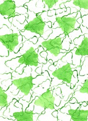 Abstract white light and dark green texture and background with Christmas trees drawn by watercolor paints. Great basic of print, badge, party invitation, banner, tag.