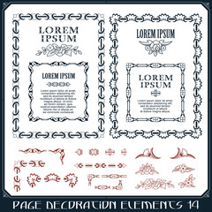 Vector set of calligraphic design elements and page decor.