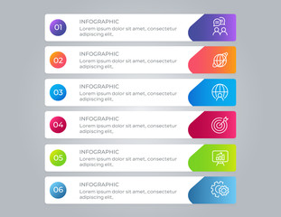 Vector illustration infographics 6 options. Template for business or presentation