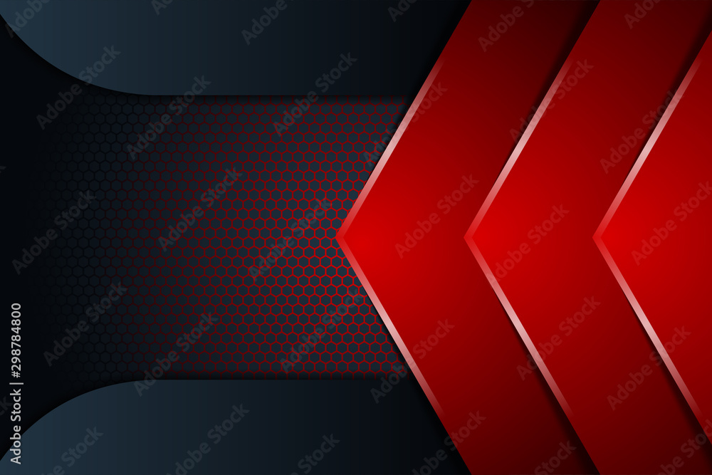 Poster background overlap dimension modern bar design for website design vector. hexagon pattern. red and g
