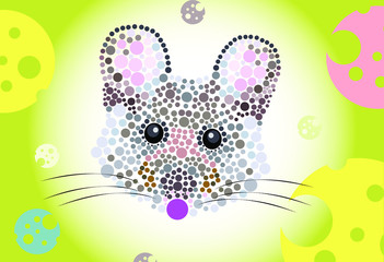 vector illustration of mouse dots in pointillism style
