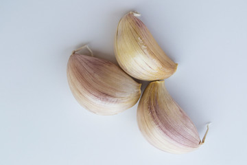 Garlic on a white background.