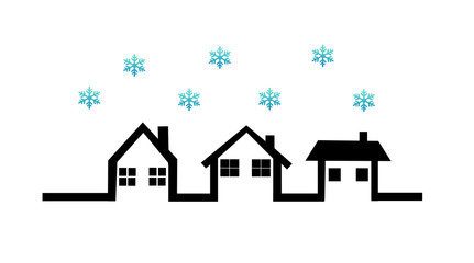 snowflakes vector illustration art with houses