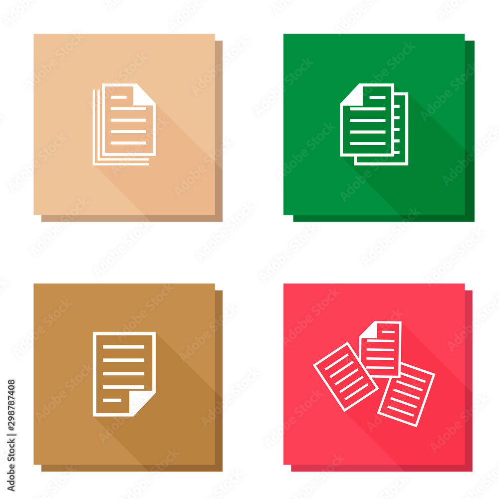 Poster vector icon set with long shadow document. illustration of a business document layers grouped for ea