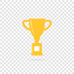Vector image trophy cup. Cup symbol of winning, encouraging, receiving a prize. Award on transparent background.