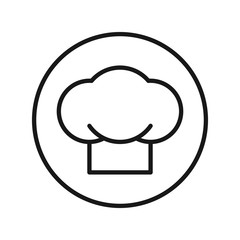 Chef logo. Outline thin line illustration. Flat and isolated on white background. 