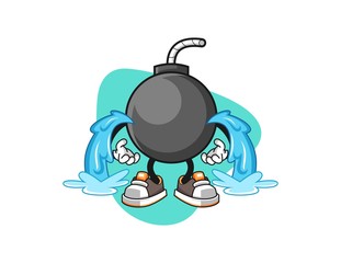 Bomb cry cartoon. Mascot Character vector.