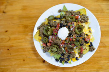 High Angle View Of Mexican Nacho Chips