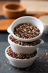 Set of quinoa Red, white and brown quinoa.