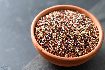 Set of quinoa Red, white and brown quinoa.