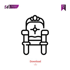 Outline Black throne icon. throne icon vector isolated on white background. Graphic design, mobile application, logo, user interface. EPS 10 format vector