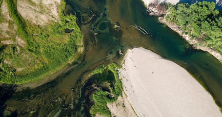 Aerial photo of gravel bars on the Drava River © Goran