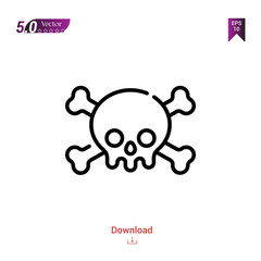 Outline Black skull icon. skull icon vector isolated on white background. Graphic design, mobile application, logo, user interface. EPS 10 format vector