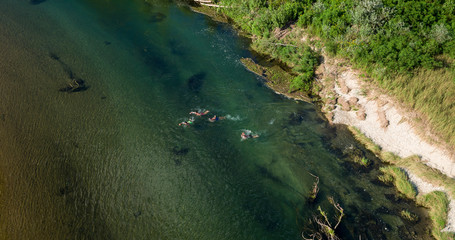 Swimmers on the Drava River, Croatia