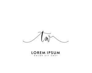 Initial letter TW beauty handwriting logo vector