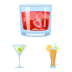 Isolated object of cocktail and drink logo. Collection of cocktail and ice stock symbol for web.