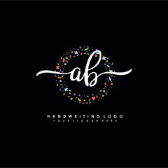 AB initials handwritten logo with flower templates surround the letters. initial wedding template vector